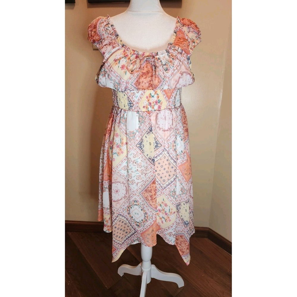 No‎ Boundaries Juniors Cottagecore Hanky Hem Dress S (3-5) Patchwork Whimsy Boho